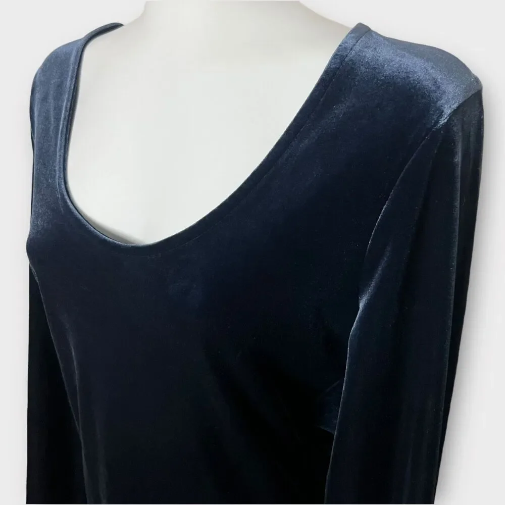 J. CREW Jeans Dark Blue Velvet Long Sleeve Snap Gusset One Piece Bodysuit Size M